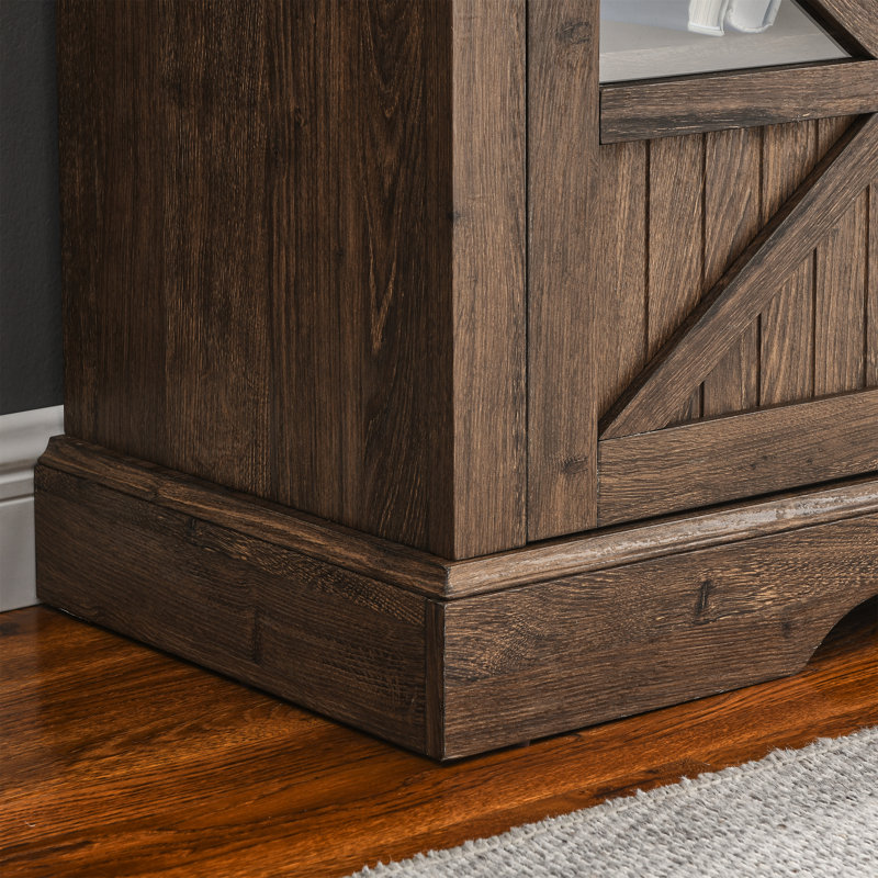 60" Farmhouse Style Electric Fireplace Tv Stand With Remote Control, Brown Duplicate