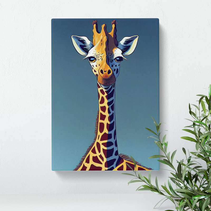 Giraffe Cartoon - Wall Art, 76cm H x 50cm W x 3cm D, Wrapped Canvas