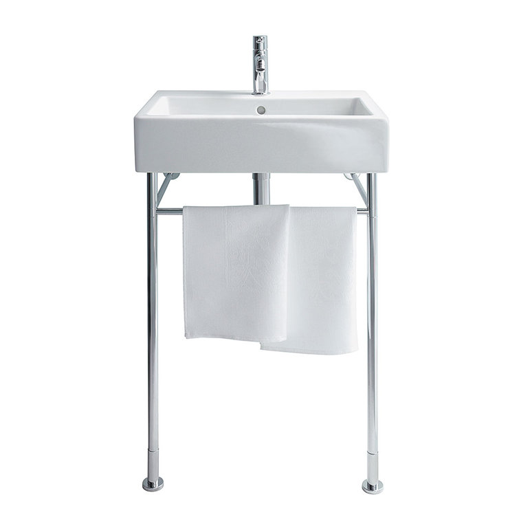 Vero Ceramic Rectangular Console Bathroom Sink with Overflow