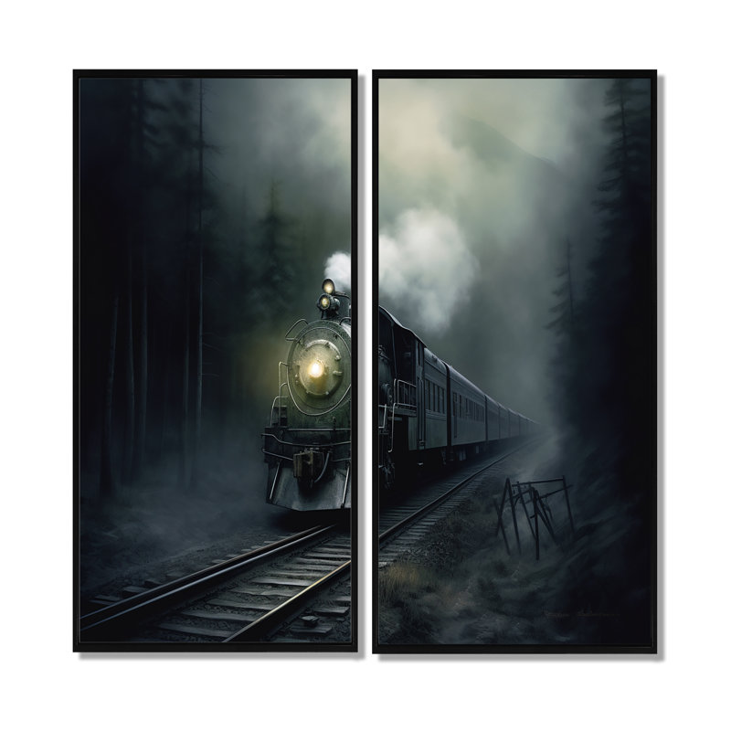 Train Atmospheric Whispers I - art mural gris, H 40 po x l 40 po, Noir, Impression encadrée flottante