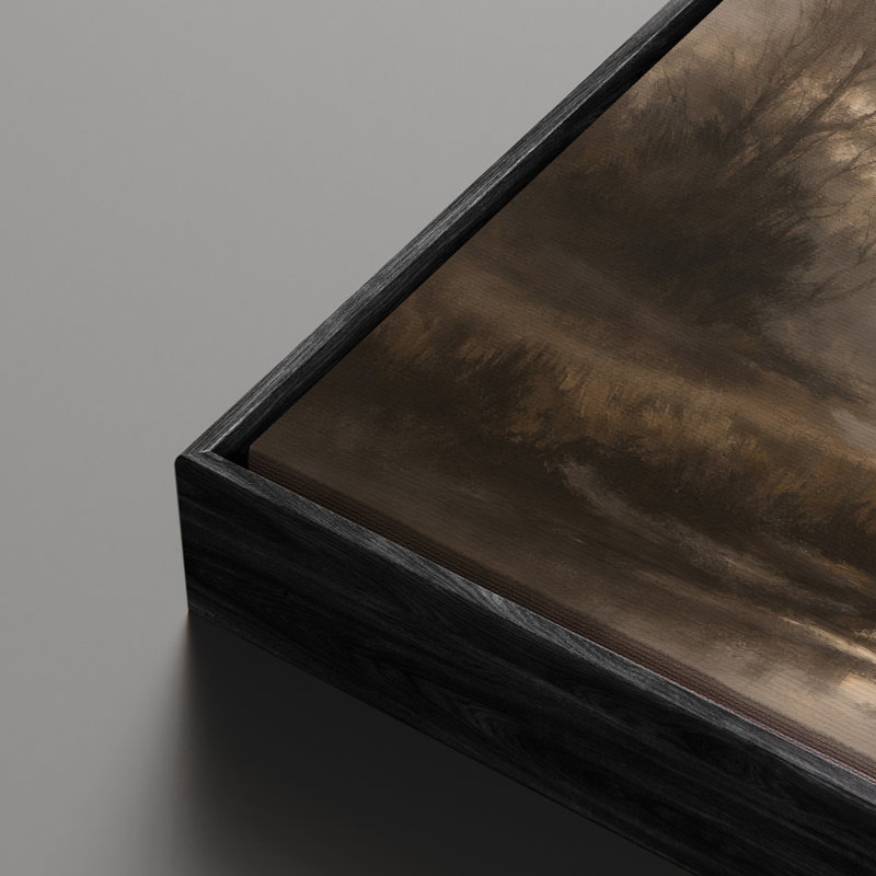 «Misty Woodland River Landscape», ensemble de 2 reproductions d'art encadrées, Noir, H 24 po x l 24 po