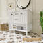 Meuble-lavabo simple autoportant de 91 cm (36 po) avec comptoir en pierre reconstituée, peint à la main, entièrement assemblé, certifié EPA