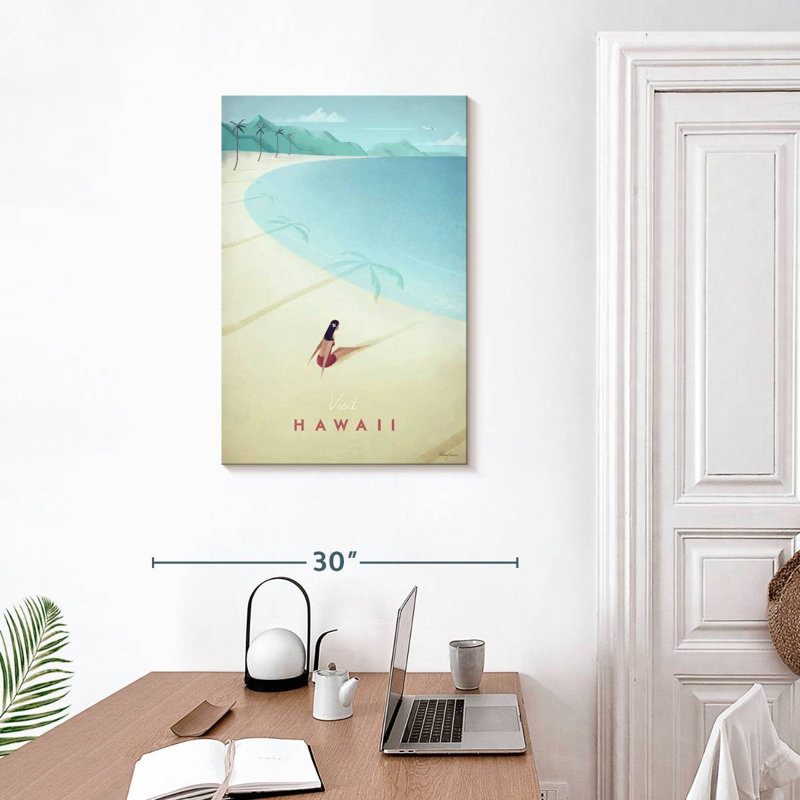 Affiche de voyage rétro Aime, visite d'Hawaï, H 30 po x l 20 po