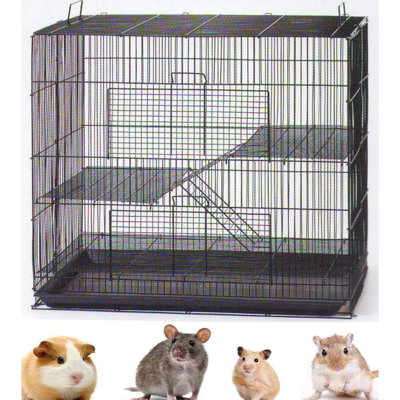 Cage de voyage portative en métal à 3 niveaux avec furet et souris Chinchilla