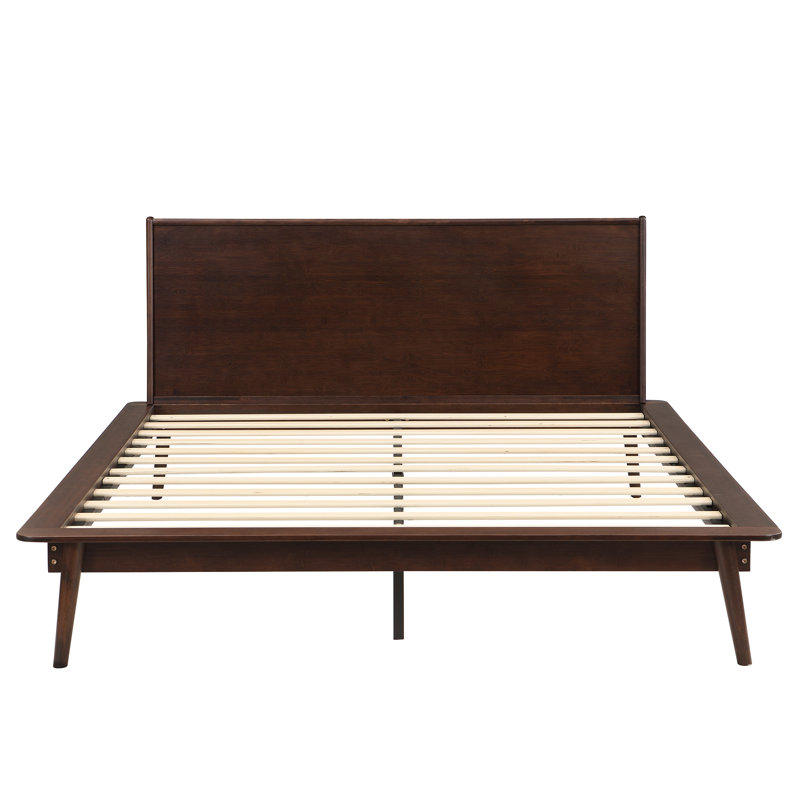 Structure de lit en bambou massif Aurandi Minimalist Auren avec support de lattes robuste, aucun sommier requis, Chocolate