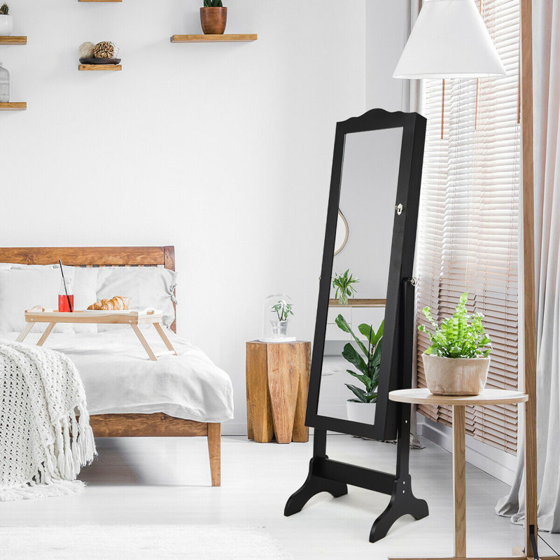 Armoire à bijoux avec miroir Ayssa, Noir