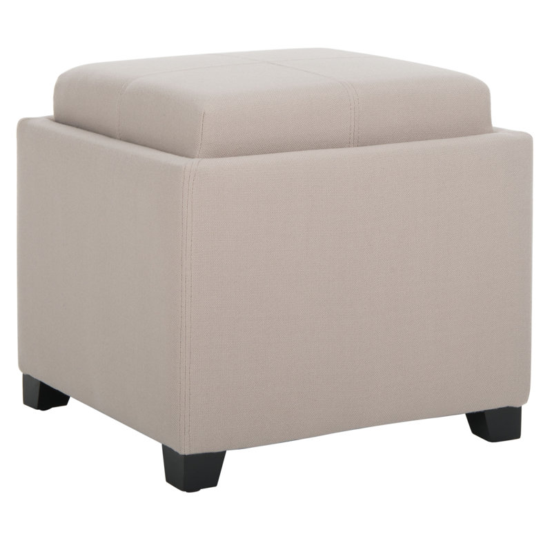 Repose-pieds carré en similicuir de 18 po Motto, Beige Linen