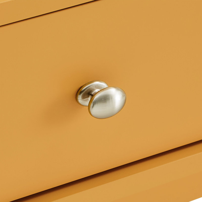 Hartnett Linen Upholstered Bench with Drawers, Yellow