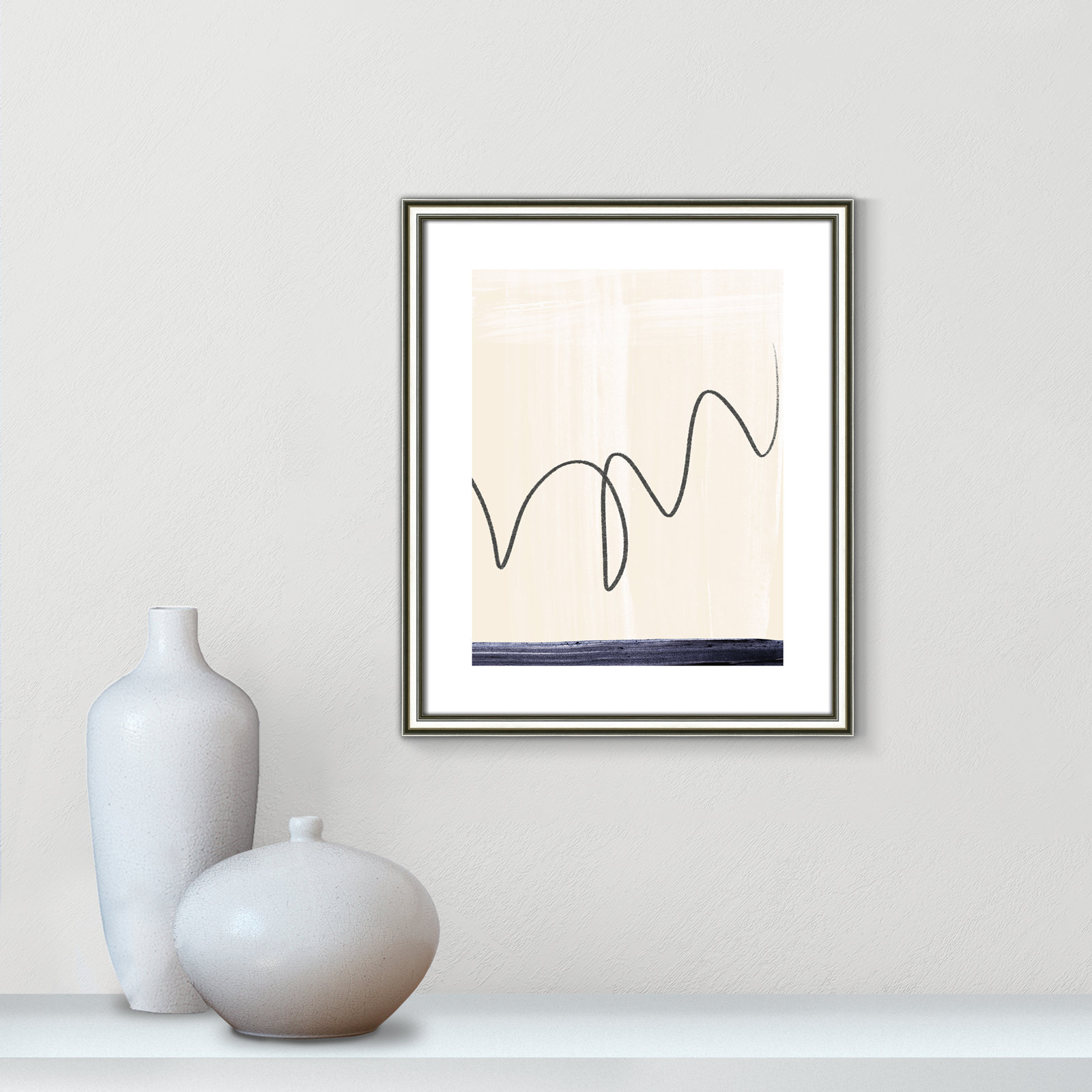 Tigerlily "Departured II" Painting, 20.25" H x 17.25" W x 0.88" D, Silver Framed Paper