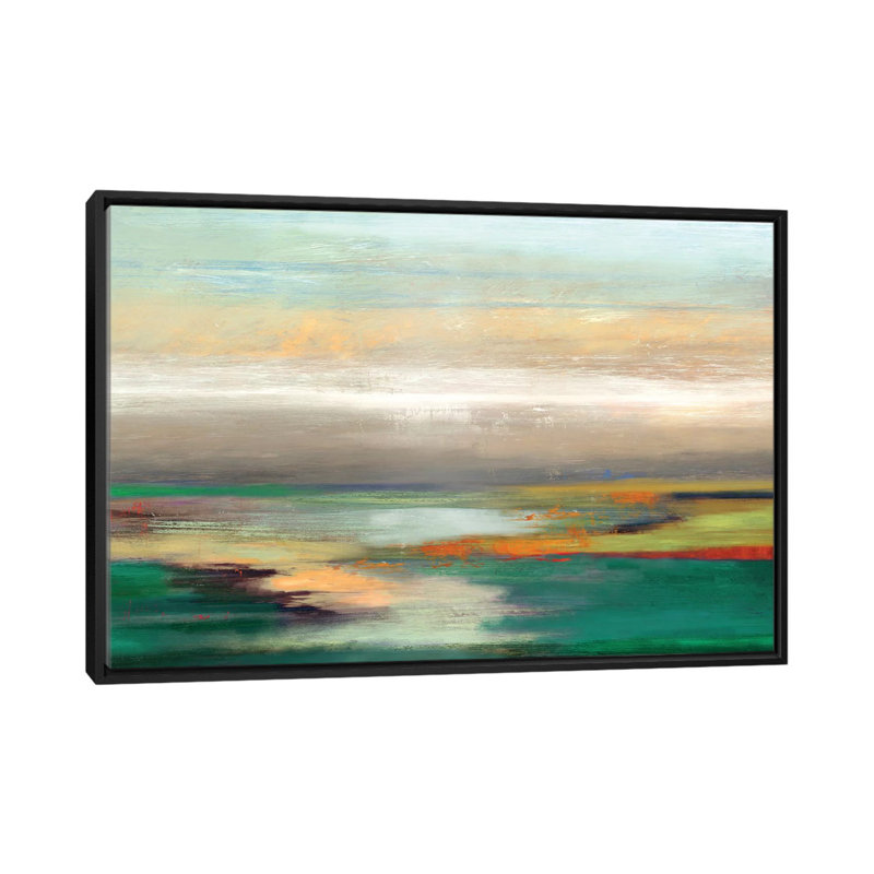 «Teal Askew», reproduction sur toile, H 18 po x l 26 po x P 1,5 po, Toile avec cadre noir, Pas de tapis