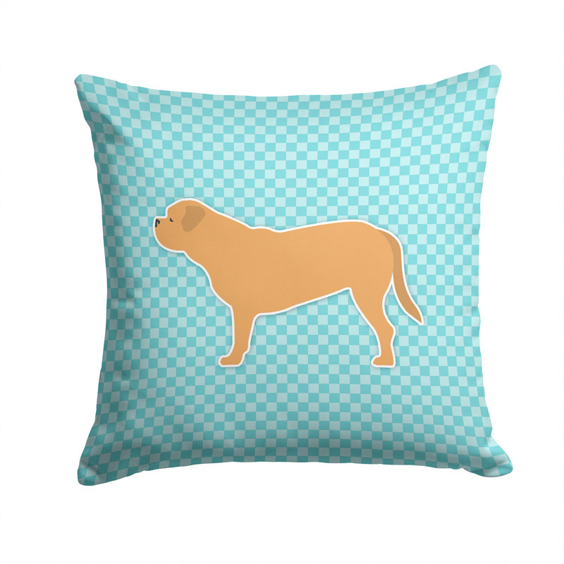 Coussin décoratif intérieur/extérieur carré dogue de bordeaux, H 14 po x l 14 po x P 3 po, Bleu