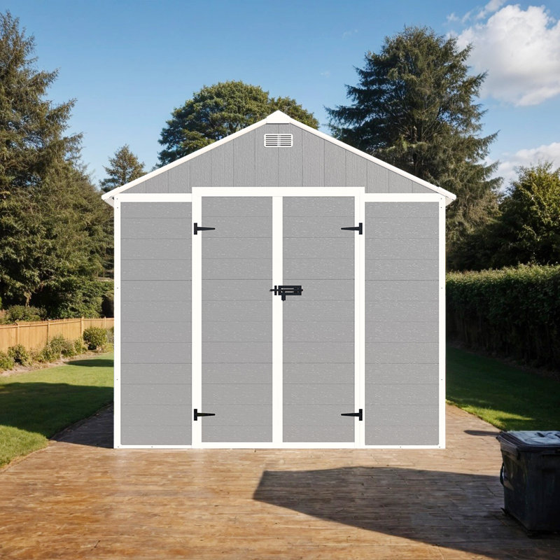 Remise de rangement en résine 8 * 8Ft avec éclairage de fenêtre HD, H 89,18 po x l 90,56 po x P 103,55 po