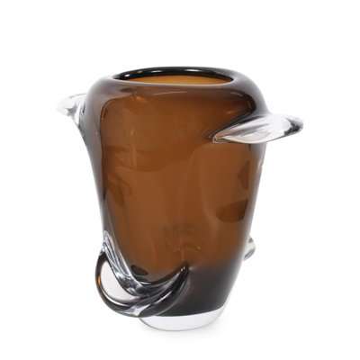 Smokey Umber Flared Edged Glass Vase- Tall