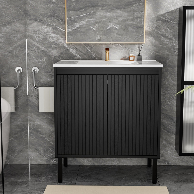 Meuble-lavabo pour salle de bain 30 po (lavabo non inclus) | Idée de cadeau, Noir mat