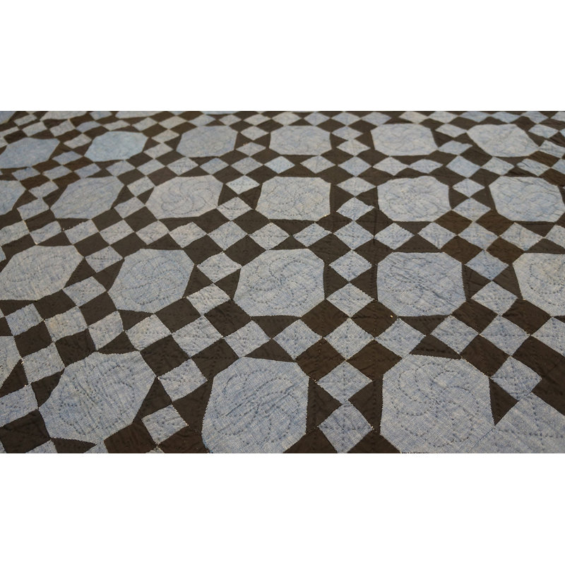 Antique Quilt Hallway Runner Wool Blue Rug
