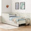 Structure de lit simple tapissier avec 2 tiroirs de rangement, canapé-lit réglable en velours, beige