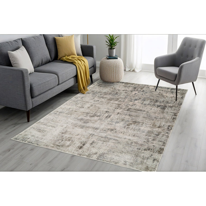 Tapis beige / gris / bleu Dionatta, Rectangle 3 pi 11 po x 5 pi 7 po