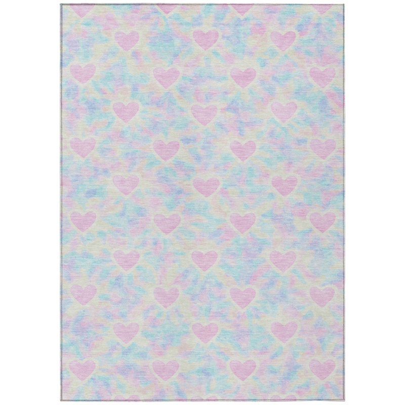 Machine Washable Indoor/Outdoor Chantille ACN2601 Kids Rug, 8' x 10', Pink