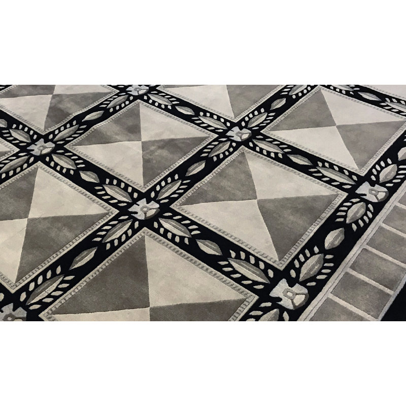 Hand-Knotted High-Quality Black Area Rug