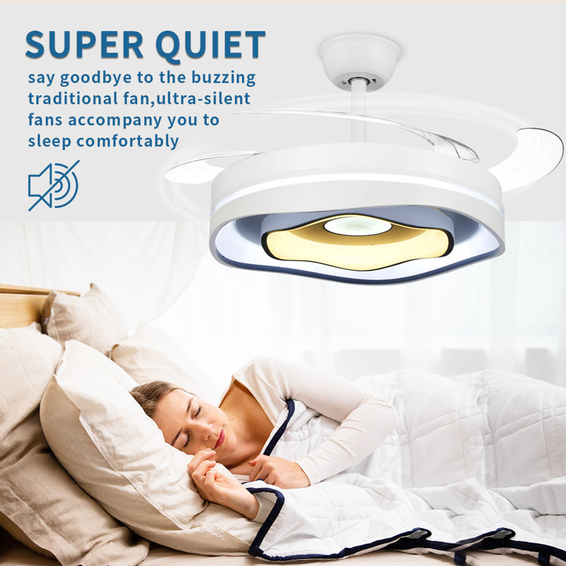 Ventilateurs de plafond rétractables de 42 pouces avec lumières, télécommande, silencieux, double couche, irrégulier