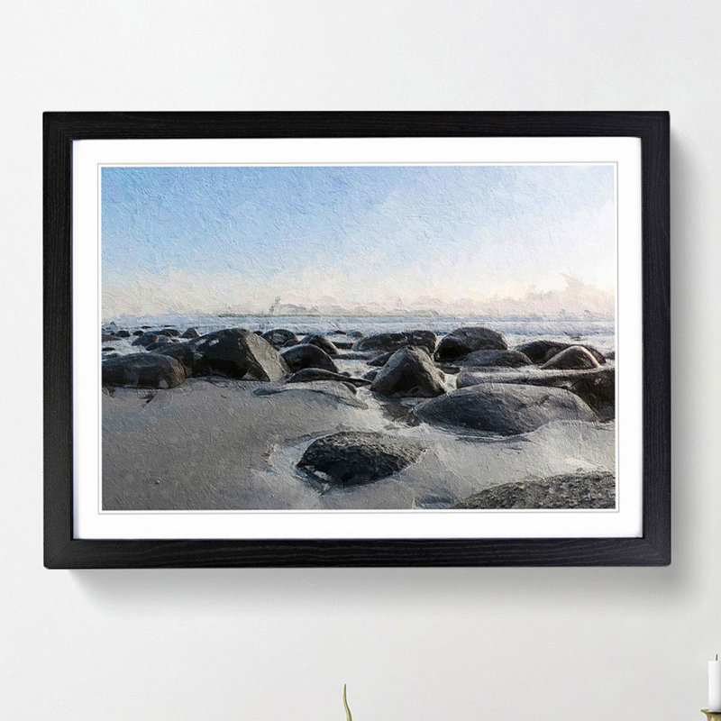 Lofoten Beach in Norway - Picture Frame Painting Print, 48cm H x 65cm W x 2cm D, Black Framed