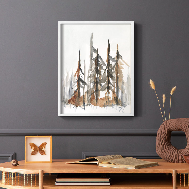 Rustic Evergreen I, reproduction encadrée - bois massif, H 10 po x l 8 po, Blanc