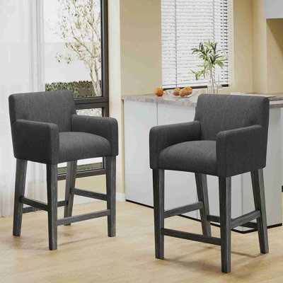 Ensemble de 2 tabourets de comptoir rembourrés 26 po - gris anthracite / gris