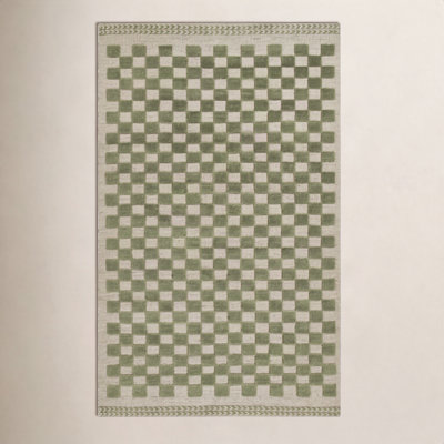 Rafaela Hand-Woven Checkered Wool Rug