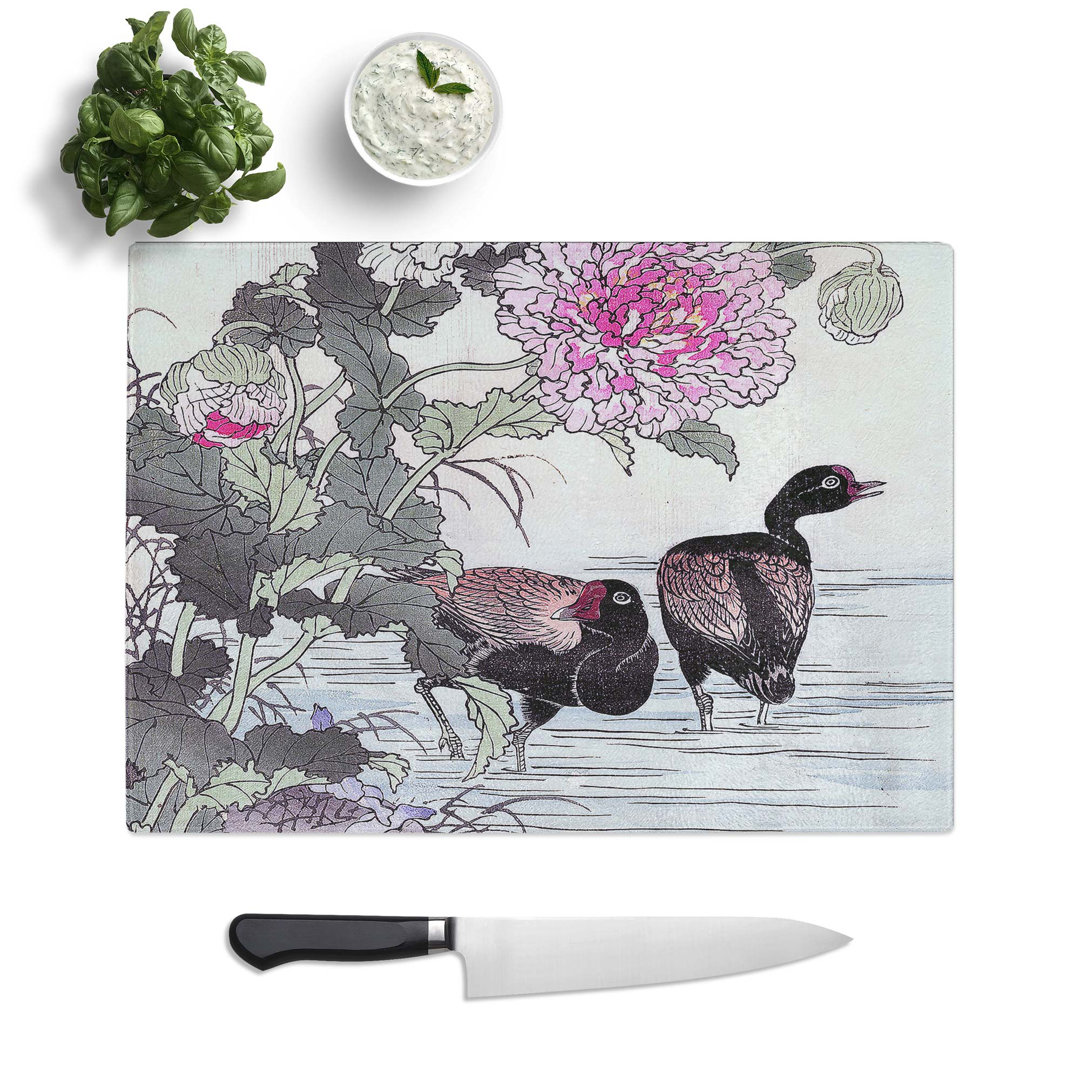Tempered Glass Birds by the Pond Chopping Board