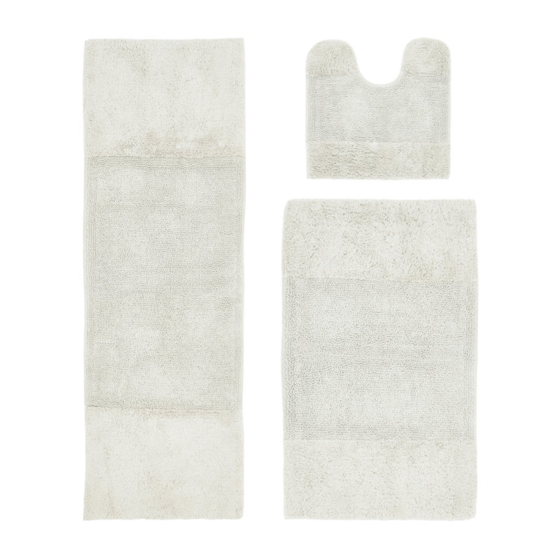 Merkle Premium 100% Cotton 2155 GSM 3-Piece Bath Rug Set, OEKO-TEX® Certified, Non-Slip Spray Latex Backing, Plush Tufted, Super Absorbent, Machine Washable Bathroom Rugs for Bathroom, Shower & Tub, Ivory