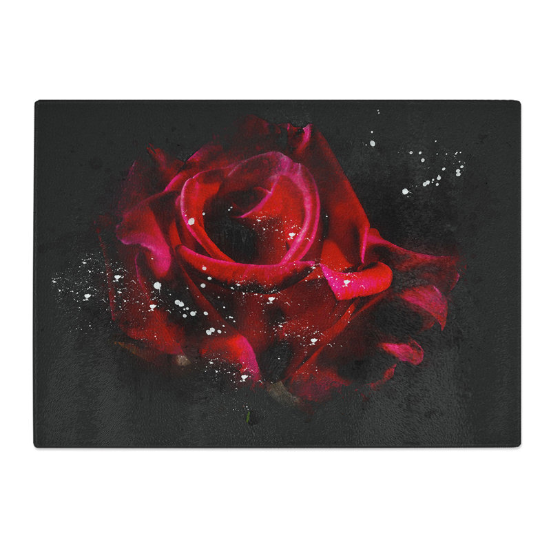 Rose Flower Vol.3 Paint Splash Chopping Board, 0.4cm H x 20cm W x 28.5cm L