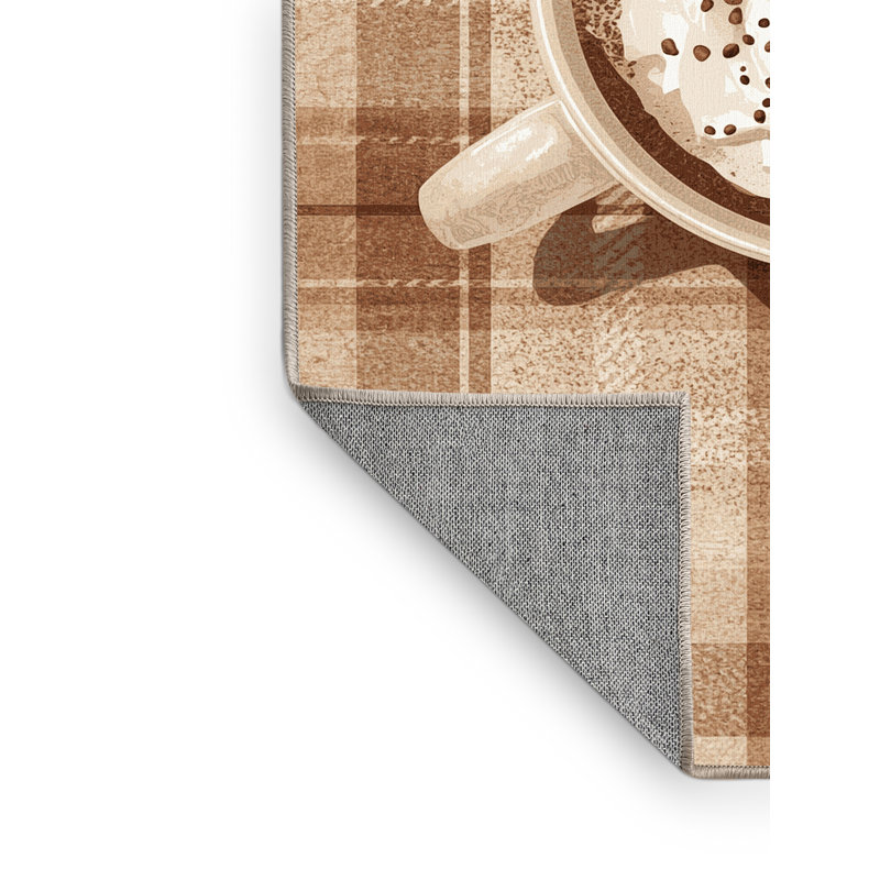 Machine Washable Tysen Christmas Modern & Contemporary Abstract Rug in Beige – Beige Binding, 7x9