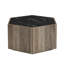 Table basse hexagonale rustique rétro en bois, avec 2 tiroirs cachés, dessus en marbre noir texturé, finition chêne brun clair - pour le salon et la réception-376819833-376819839