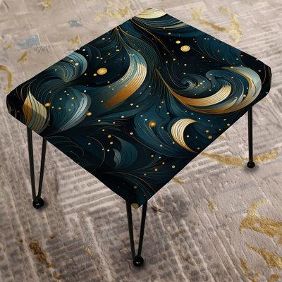 Blue Celestial Geometry Geometric - Geometric Rectangle Ottoman