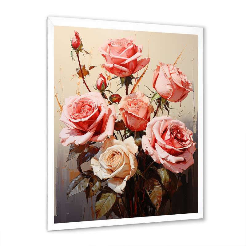 Bouquet de roses ravissantes Brantcairn, Cadre photo blanc, H 20 po x l 12 po x P 1 po