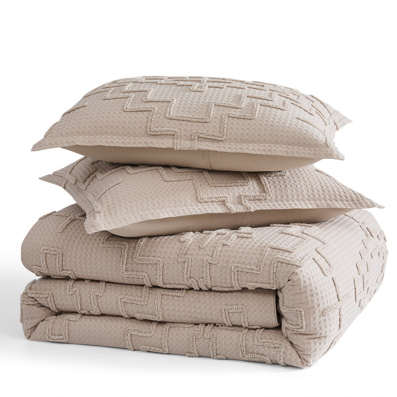 KIVA STEPS F/Q COMFORTER SET FEATHER GRAY, Queen Comforter + 2 Standard Shams