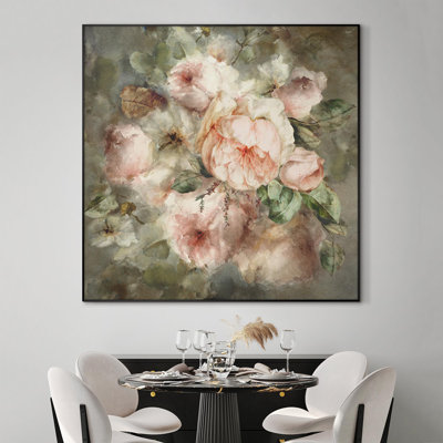 Extra Large Wall Art Fabric Print - Vintage Floral Watercolor Rustic Botanical Illustrations Artwork Decor for Living Room or Bedroom - "Frame Assembly Required (Unfinished Frame)"
