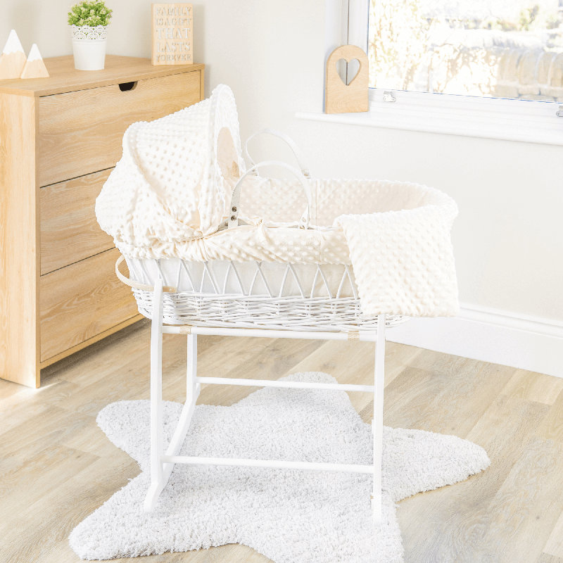 Dimple Wicker Moses Basket, Cream