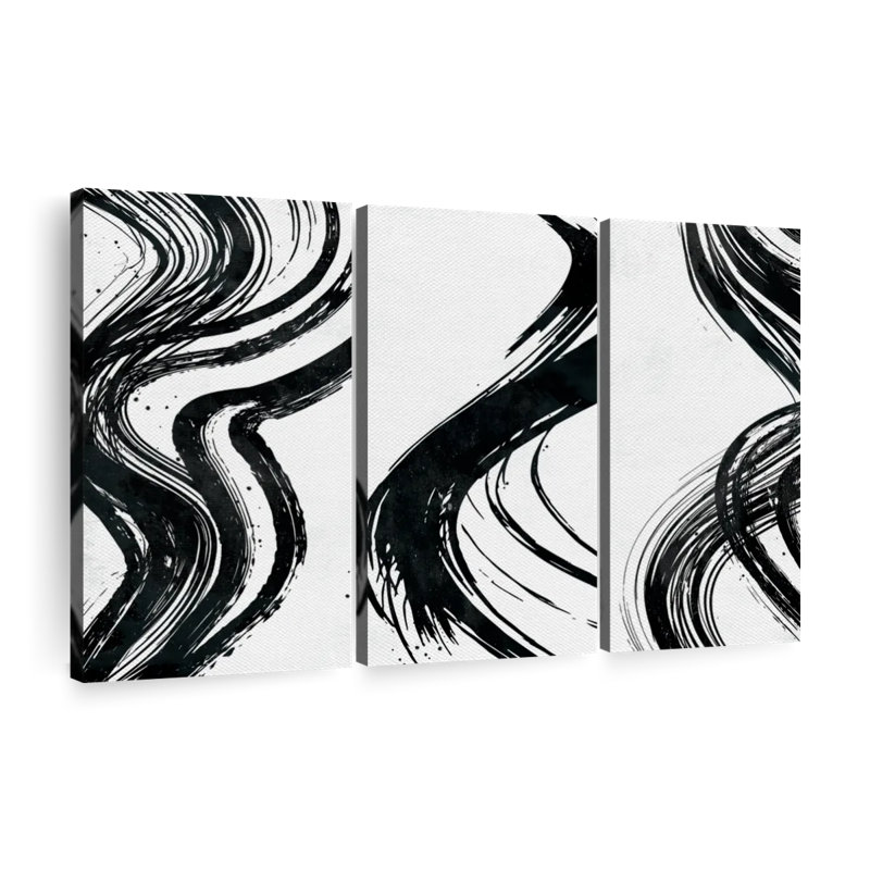 Wispy Black Brush Strokes Multi Piece Canvas Print, 33" H x 20" W x 1.25" D