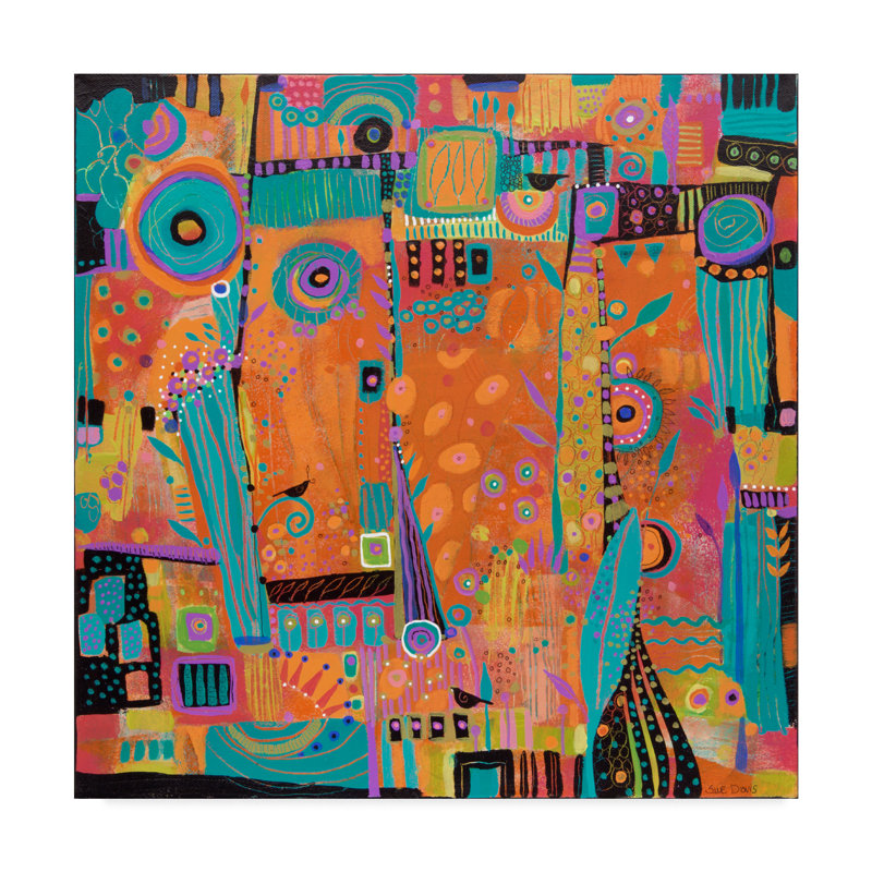 « my happy place abstract modern », reproduction de peinture à l’acrylique sur toile tendue, H 24 po x l 24 po x P 2 po