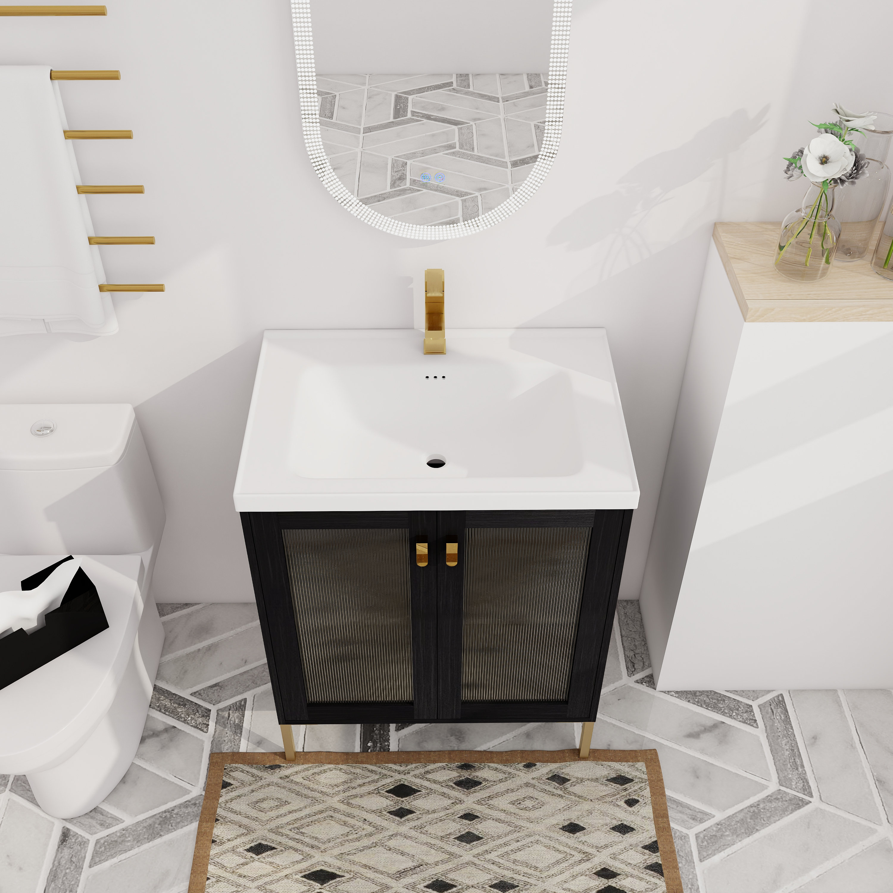 Mercer41 Bathroom Vanity, Freestanding Bathroom Vanity With Waterproof ...