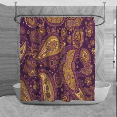 Paisley Shower Curtain Traditional Bath Mat Gold Bathroom Decor