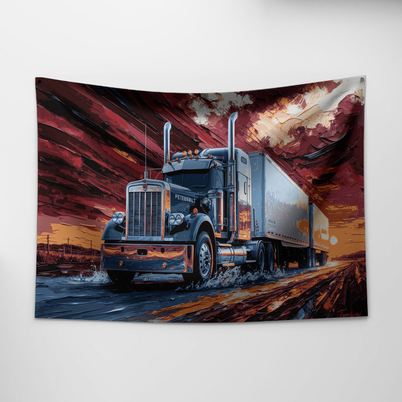 Tapisserie murale Trans camion et semi-remorque, 68 po x 80 po