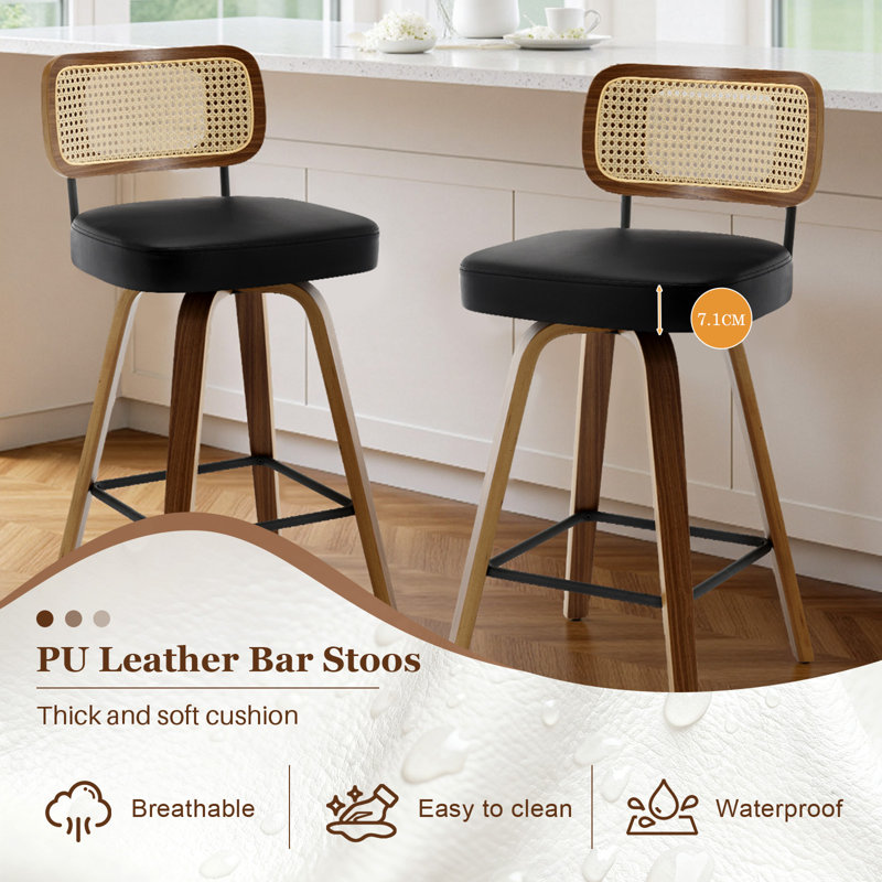 Swivel Upholstered Counter Stool, Black