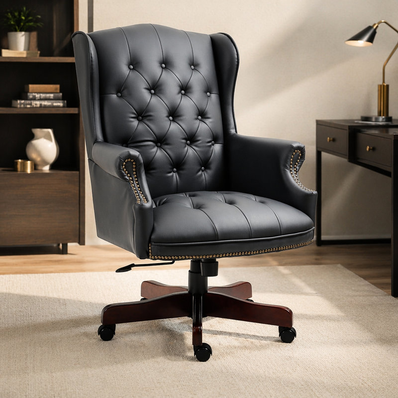 Fauteuil de direction en cuir PU, Noir
