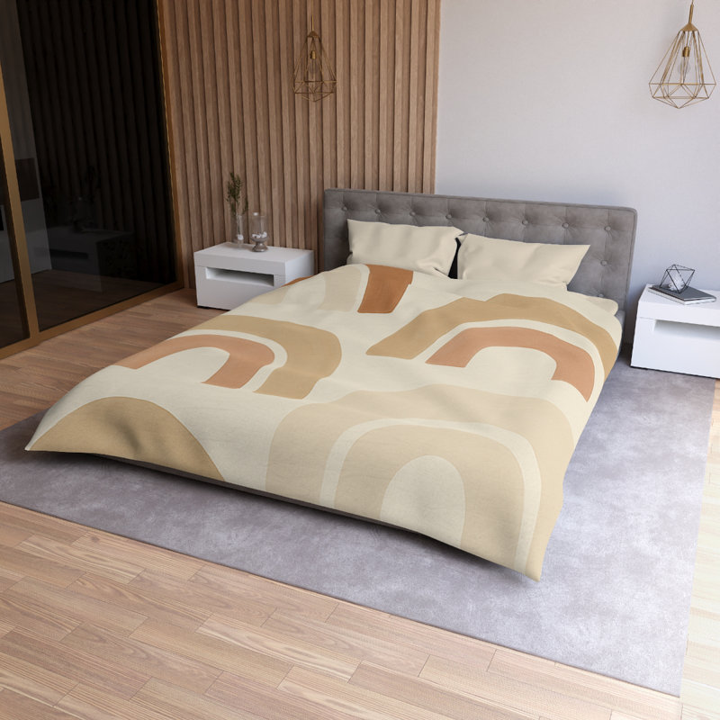 Microfiber Duvet Cover Boho Style, Design 50, Cream, Queen Duvet Cover