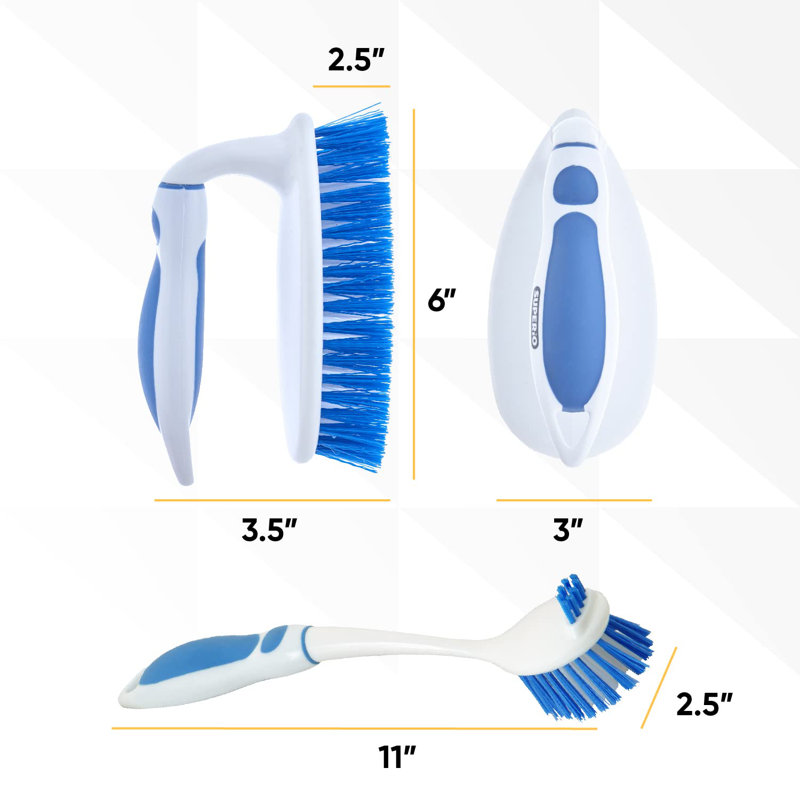 Ensemble de 2 brosses à récurer Superio pour nettoyage en profondeur - brosse à vaisselle double face et brosse à légumes et brosse tout usage - Laveuse polyvalente, résistante aux égratignures et polyvalente pour la maison, la cuisine et la salle de bain - Bleu