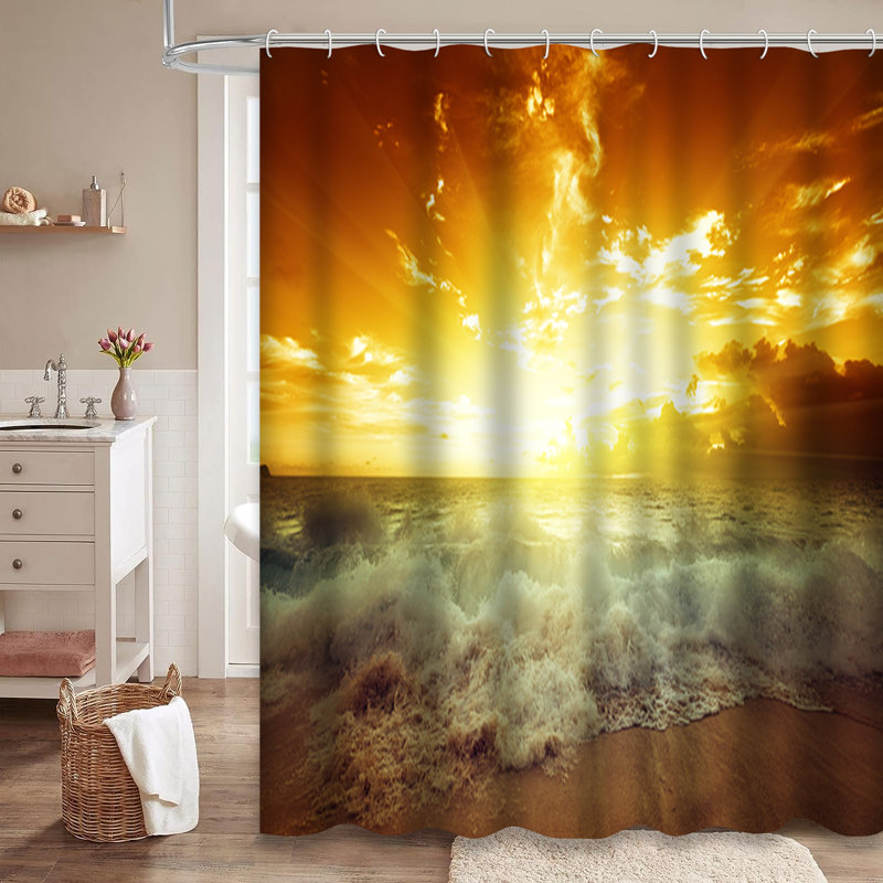 Rideau de douche à 12 crochets Sunset Beach, L 72 po x l 78 po