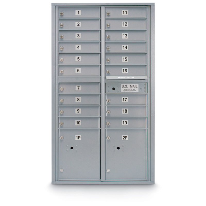19 Door Front Load 4C Horizontal Mail Center with 2 Parcel Lockers