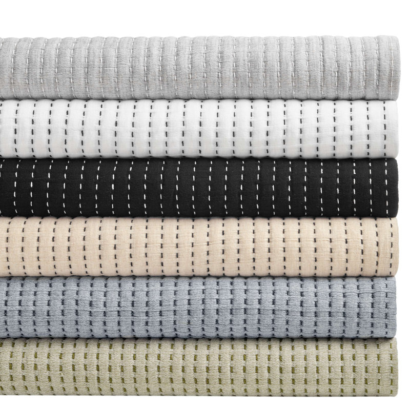Evergreen Twin Size Cotton Jacquard Pick Stitch Coverlet